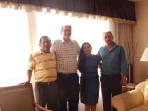 Miguel Bautista (Mayor of San Marcos), Wayne Waite, Profe Iris Villanueva, and Julio Villanueva (Mayor of Camasca).