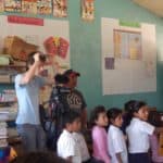 Jan videotaping at the bilingual school 