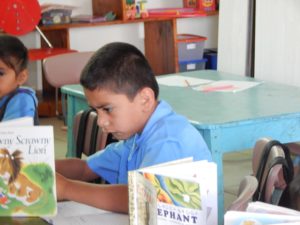 Boy reading book