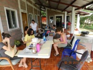 The brigade started to implement a health database for the community. Here members of the brigade are working overtime to find ID numbers of patients.