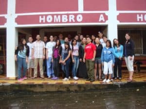 The group outside the Santa Lucia clinic