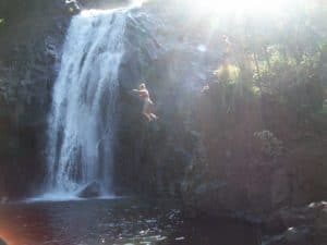 Enjoying the waterfall